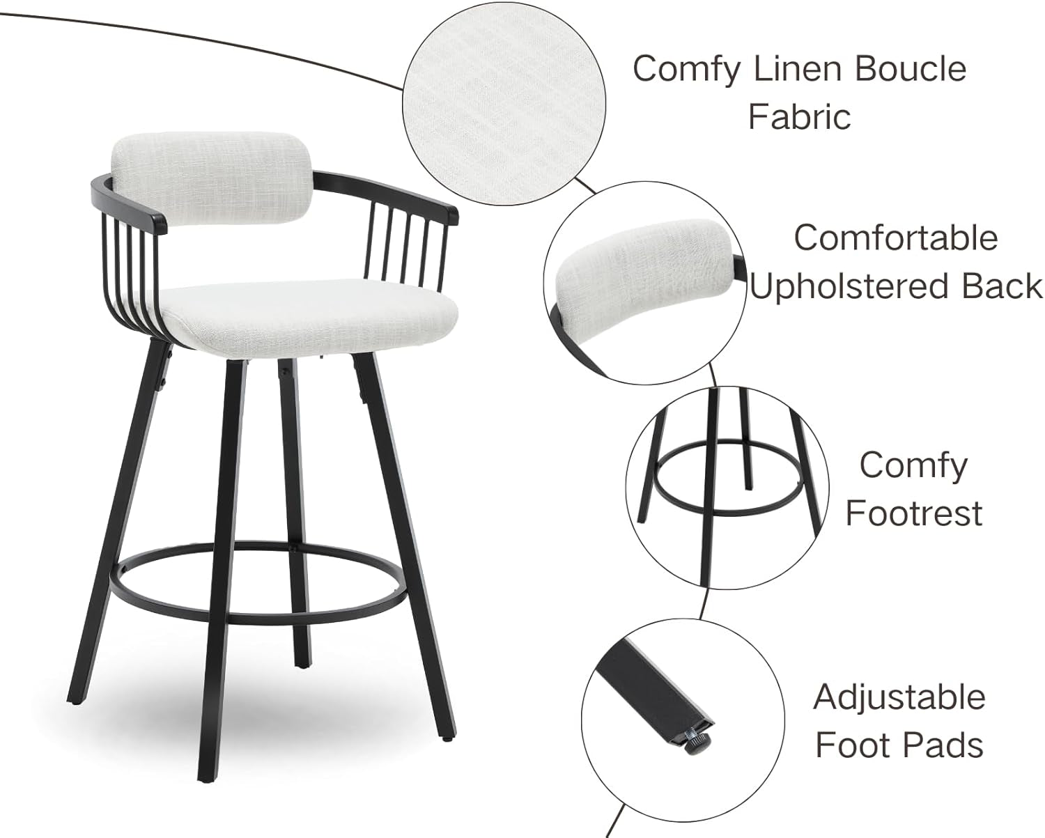 Modern Swivel Counter Height Bar Stools With Back-2