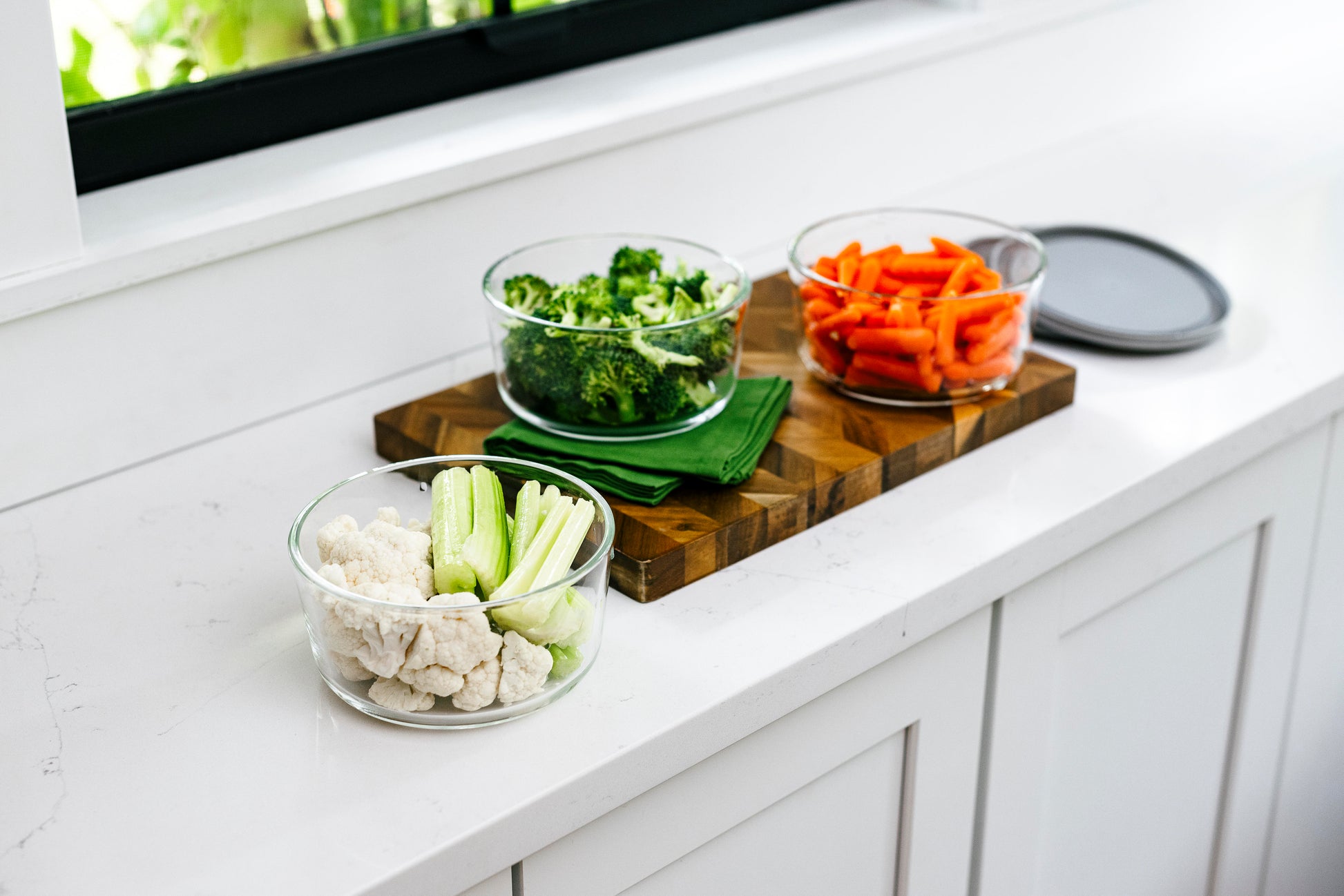 Glass Food Storage Containers - 6 Piece 4 Cup Set (3 Containers + 3 Lids) BPA-Free Lids-3