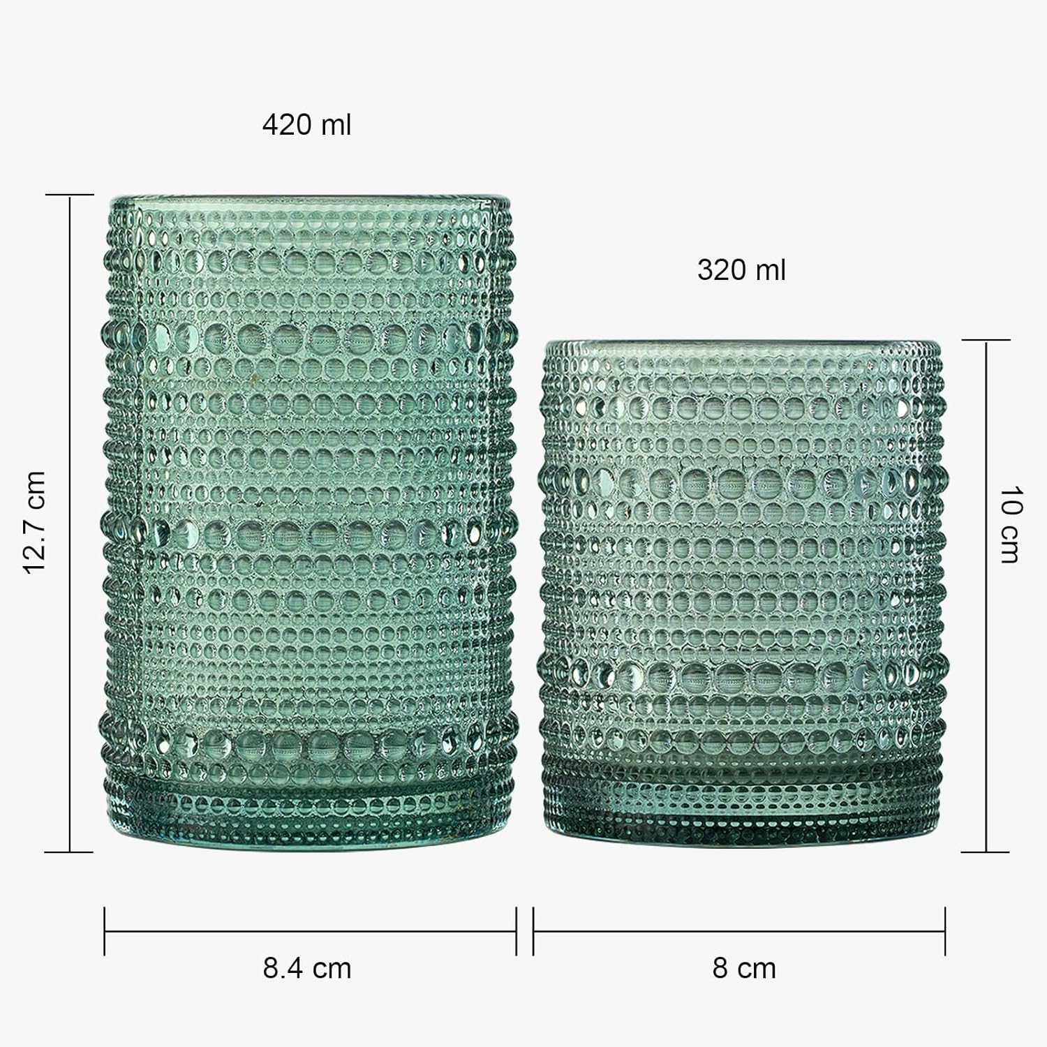 Hobnail Drinking Glasses Pastel Colored Beaded Drinking | Set of 12-3