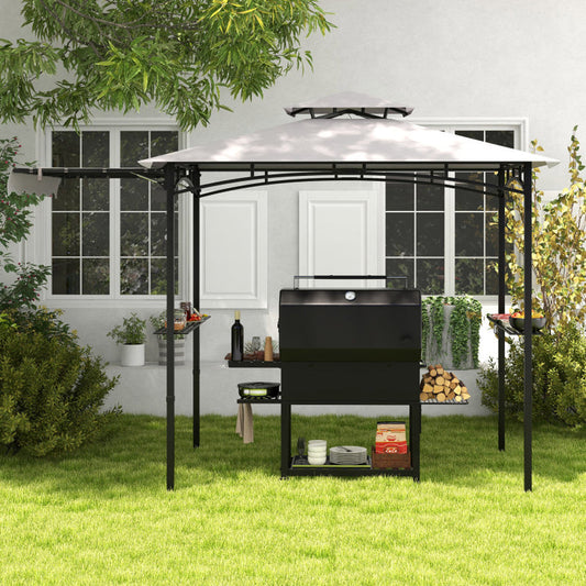 11 X 5 FT Grill Gazebo with Side Awning and Double-Tiered Top-1