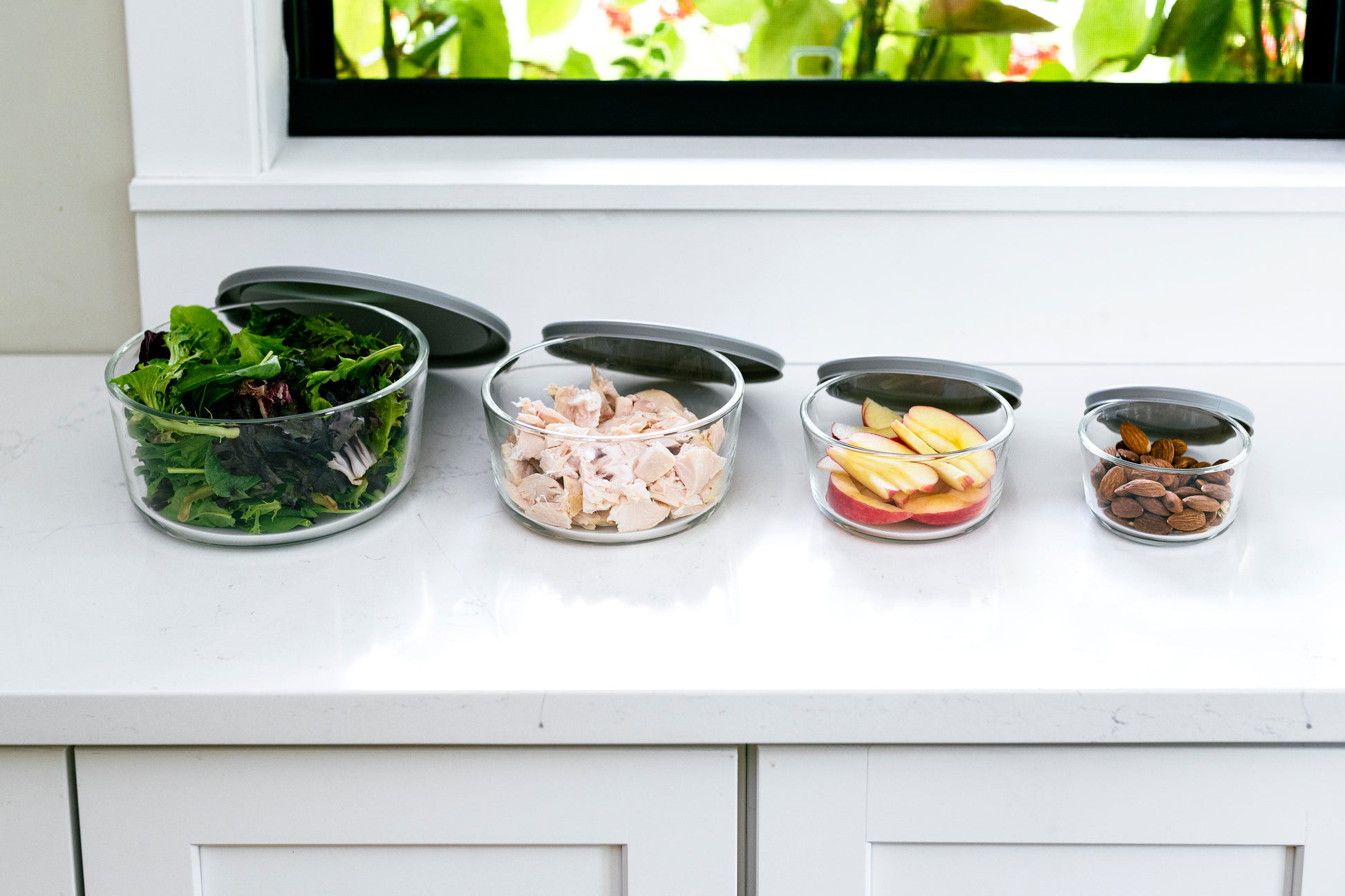 Glass Food Storage Containers - 16 Piece (8 Containers + 8 Lids) Round Nesting Space-Saving Set-2