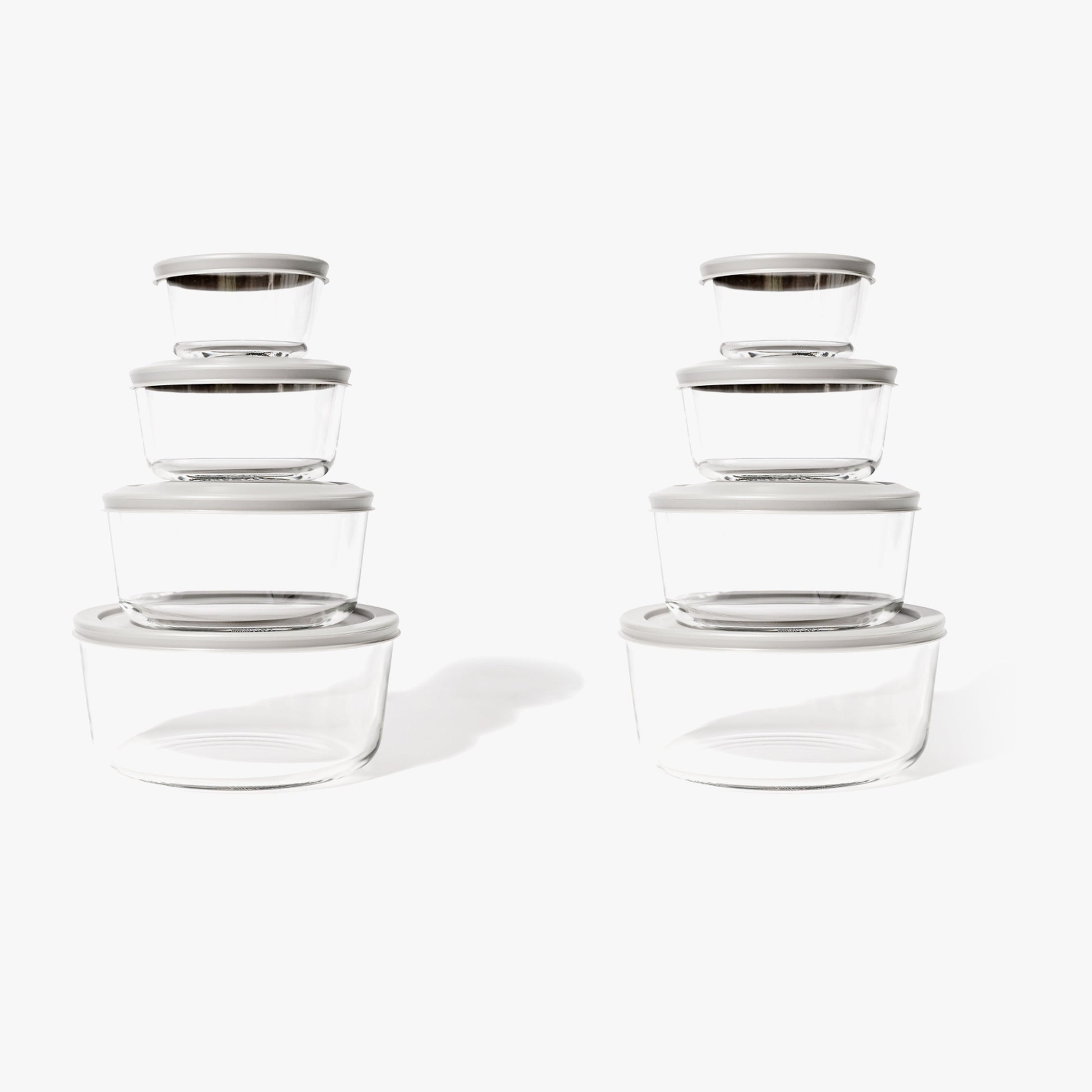 Glass Food Storage Containers - 16 Piece (8 Containers + 8 Lids) Round Nesting Space-Saving Set-0