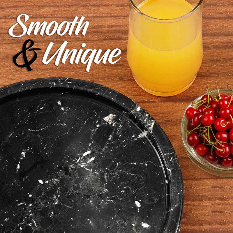 Fancy Natural Marble Round Tray - Serving Tray-4