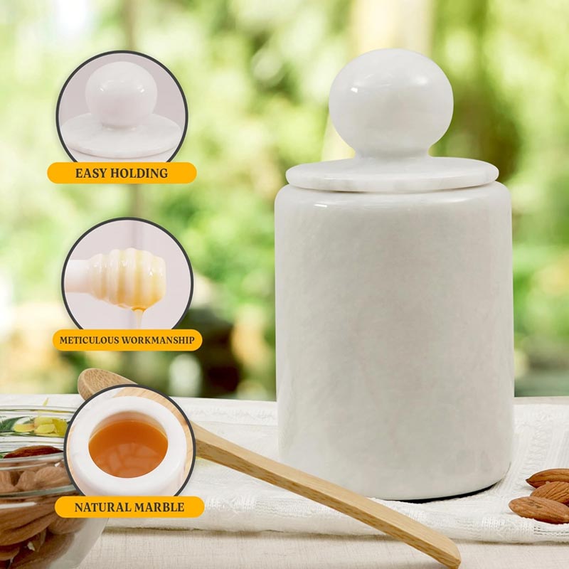 Honey Jar with Dipper Lid - Honey Dispenser-3