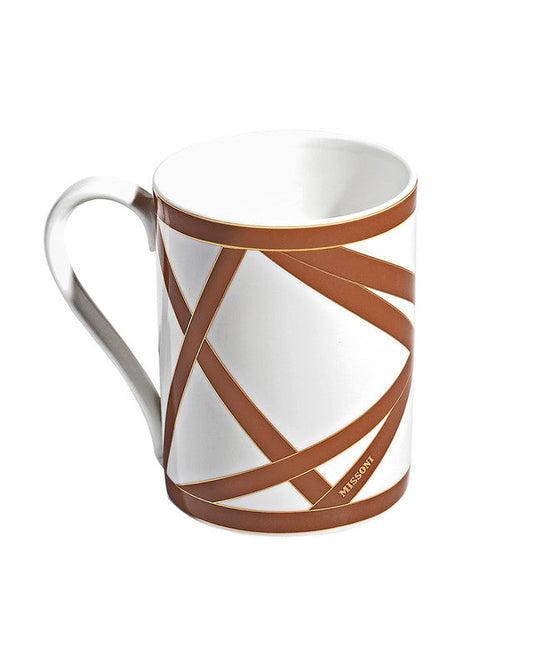 Mug Cup NASTRI in Luxury Box Beige diam. 3", H 3.9", cap. 12.5 oz