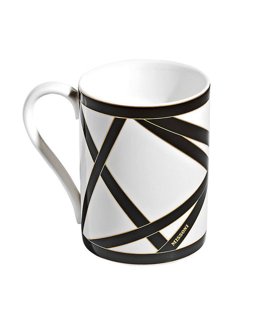 Mug Cup NASTRI in Luxury Box Black diam. 3", H 3.9", cap. 12.5 oz
