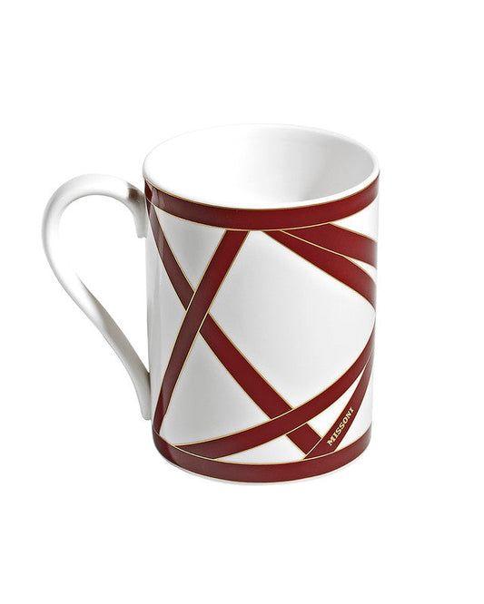 Mug Cup NASTRI in Luxury Box Bordeaux diam. 3", H 3.9", cap. 12.5 oz