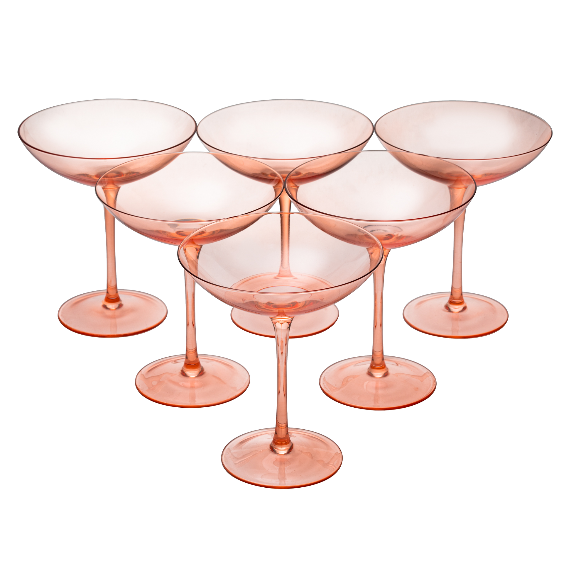 The Wine Savant Colored Vintage Glass Coupes 12oz Colorful Cocktail, Martini & Champagne Glasses, Prosecco, Mimosa Glasses Set, Cocktail Glass Set, Bar Glassware Luster Glasses (6, Orange)-0