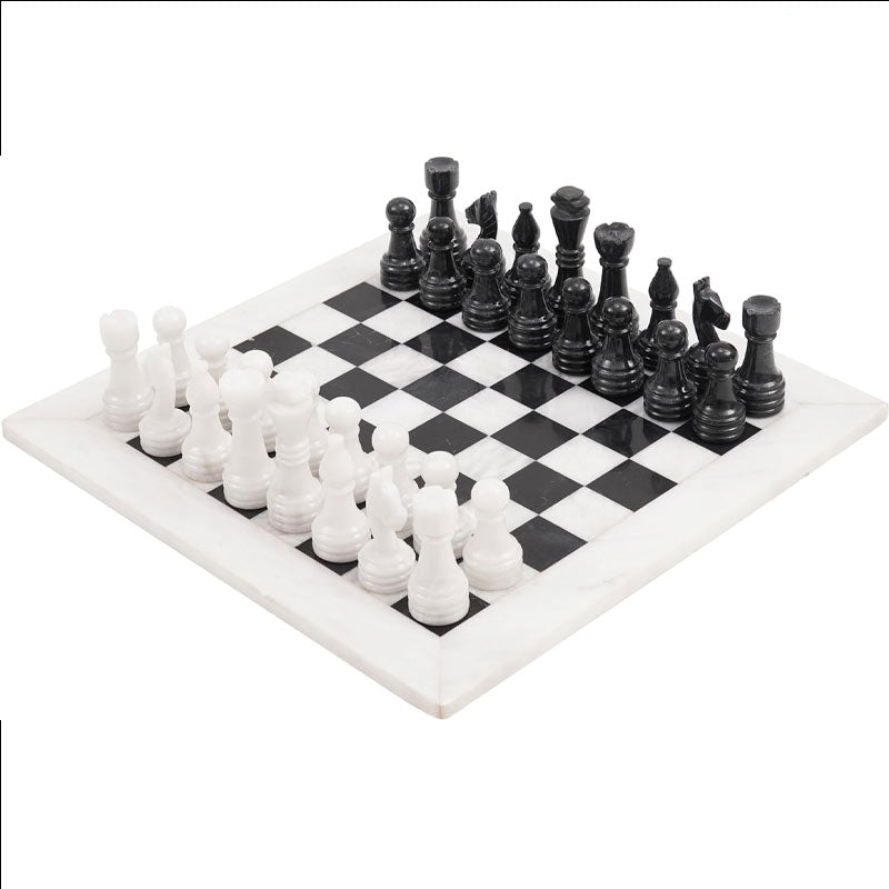 White and Black 15 Inches High Quality Marble Chess Set-1