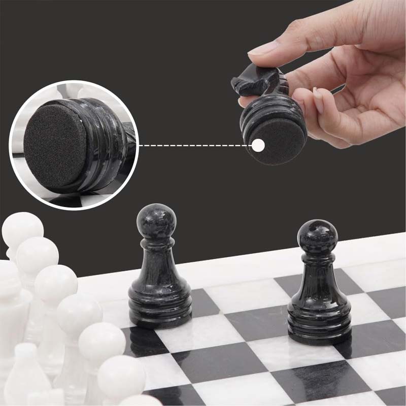 White and Black 15 Inches High Quality Marble Chess Set-4
