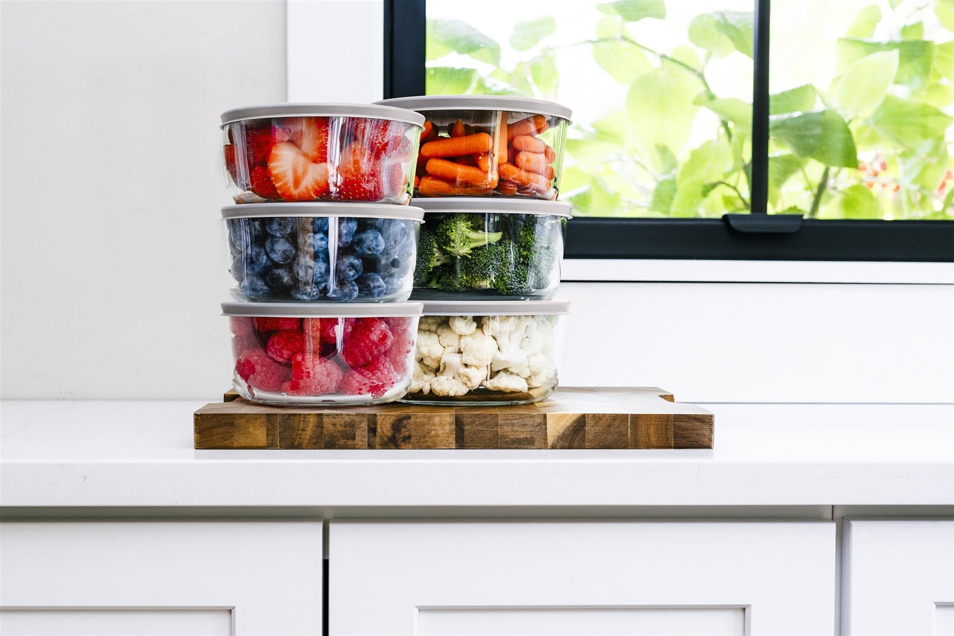Glass Food Storage Containers - 12 Piece 4 Cup Set (6 Containers + 6 Lids) BPA-Free Lids-1