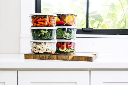 Glass Food Storage Containers - 12 Piece 4 Cup Set (6 Containers + 6 Lids)White-1