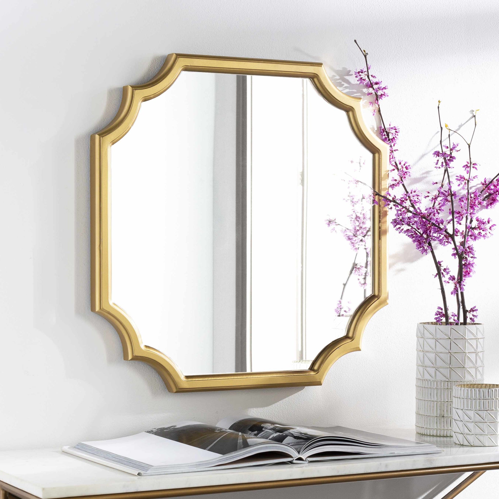 Abangay Gold Contemporary Wood Frame Mirror-2