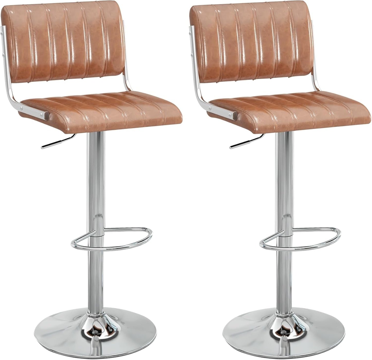 Adjustable Swivel Bar Stools Set of Two Brown-0