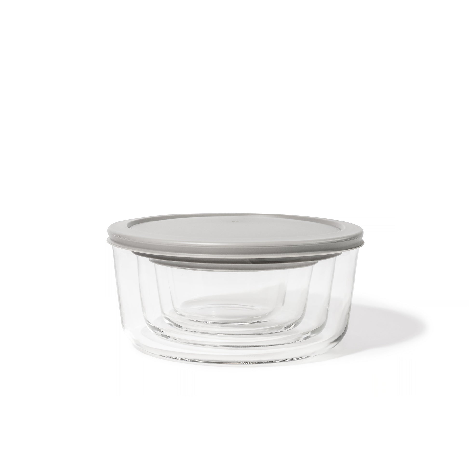 Glass Food Storage Containers - 8 Piece (4 Containers + 4 Lids) Round Nesting Space-Saving Set-2
