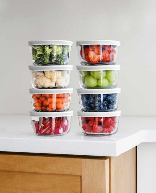 Glass Food Storage Containers - 16 Piece 7oz Set (8 Containers + 8 Lids), White-1
