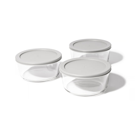 Glass Food Storage Containers - 6 Piece 4 Cup Set (3 Containers + 3 Lids) BPA-Free Lids-1