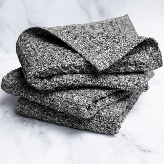 Waffle Hand Towel 3pc set Charcoal
