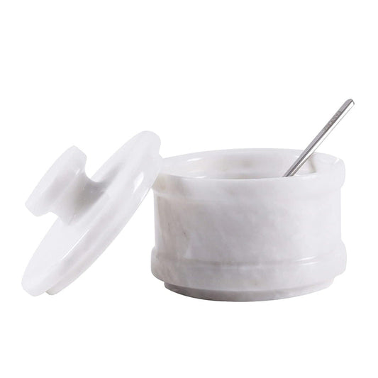 Natural Marble Salt Cellar with Serving Spoon-1