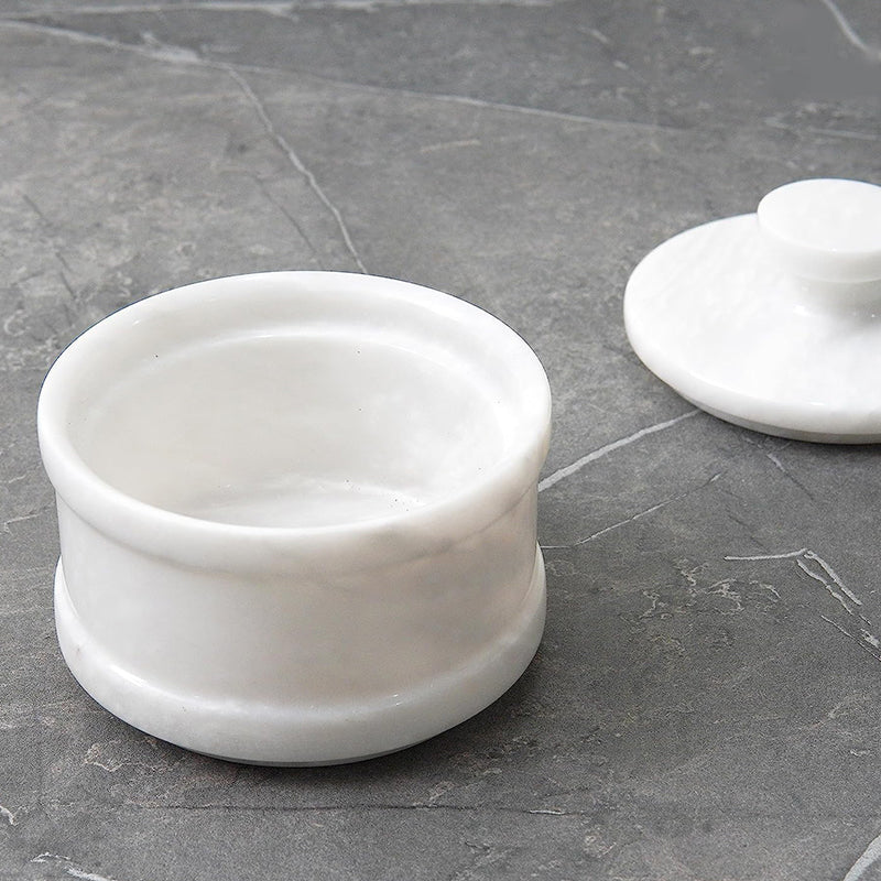 Natural Marble Salt Cellar with Serving Spoon-4