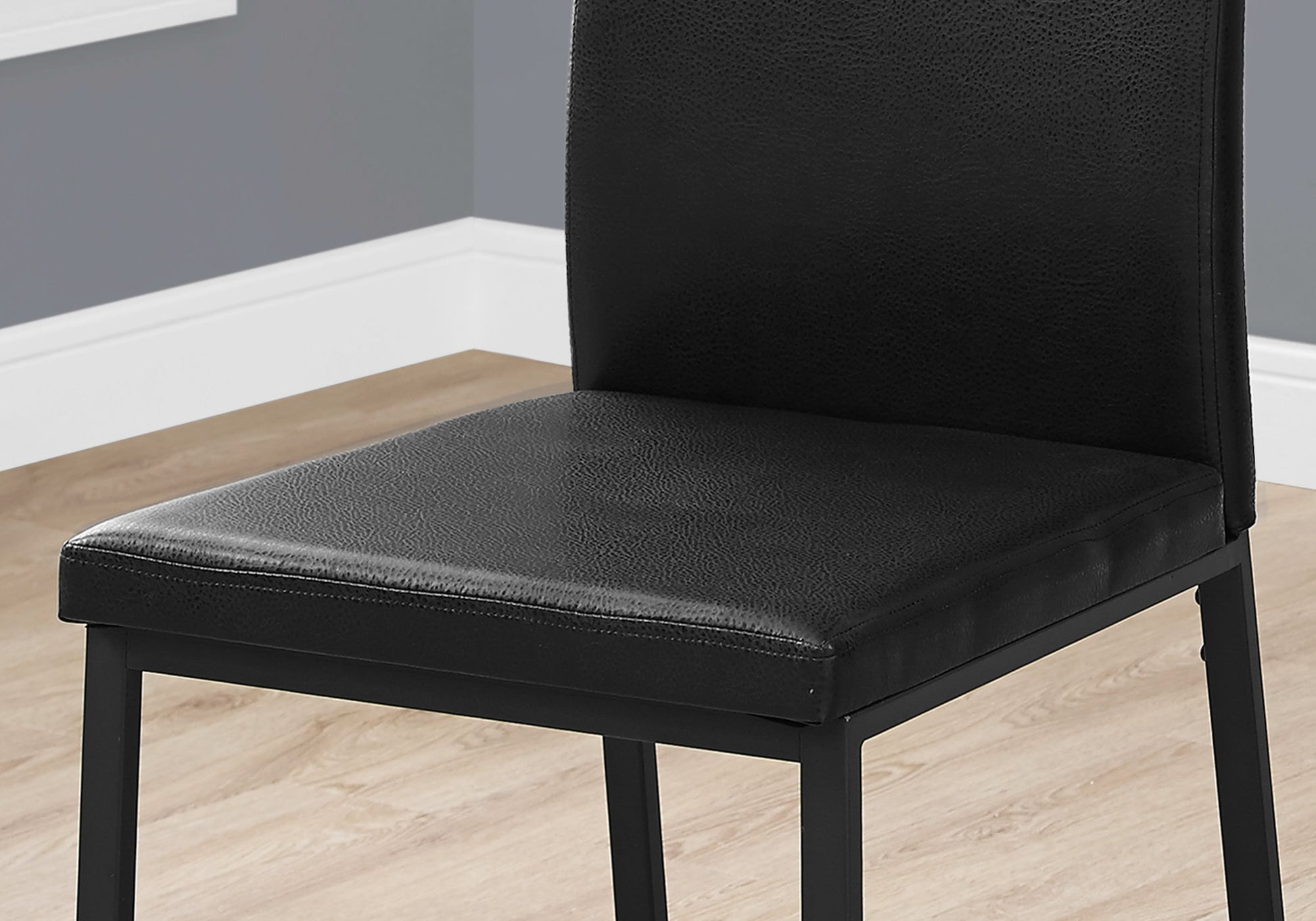 Set of Two Black Upholstered Faux Leather Dining Side Chairs-6