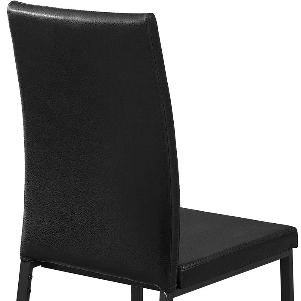 Set of Two Black Upholstered Faux Leather Dining Side Chairs-4