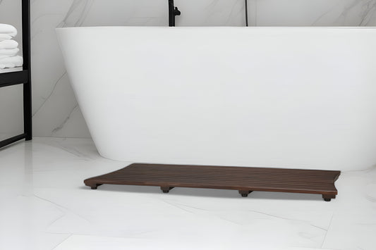 40" Dark Brown Teak Wood Bath Mat-1