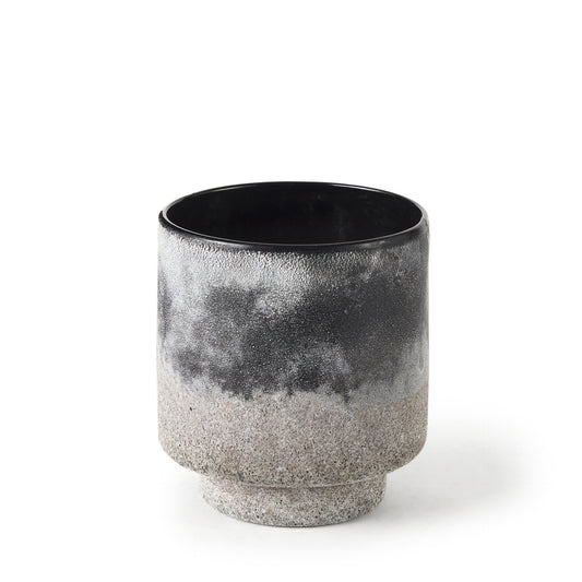6" Brown And Black Abstract Cylinder Ceramic Table Vase-1