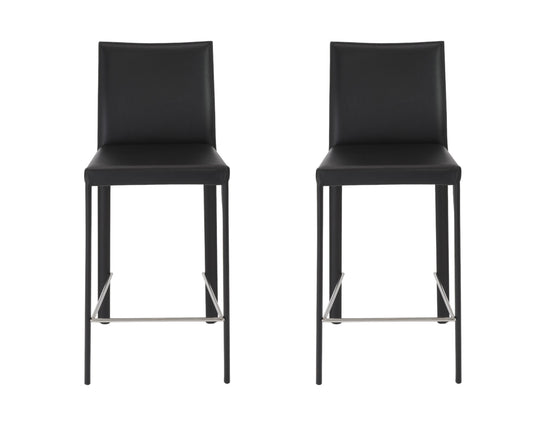 Set of Two 26" Black Steel Low Back Counter Height Bar Chairs-1