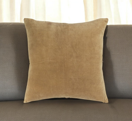 22" Gold Cotton Velvet Throw Pillow-0