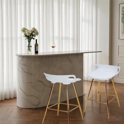 Stylish Gold Bar Stools Set of Two with Footrests-0