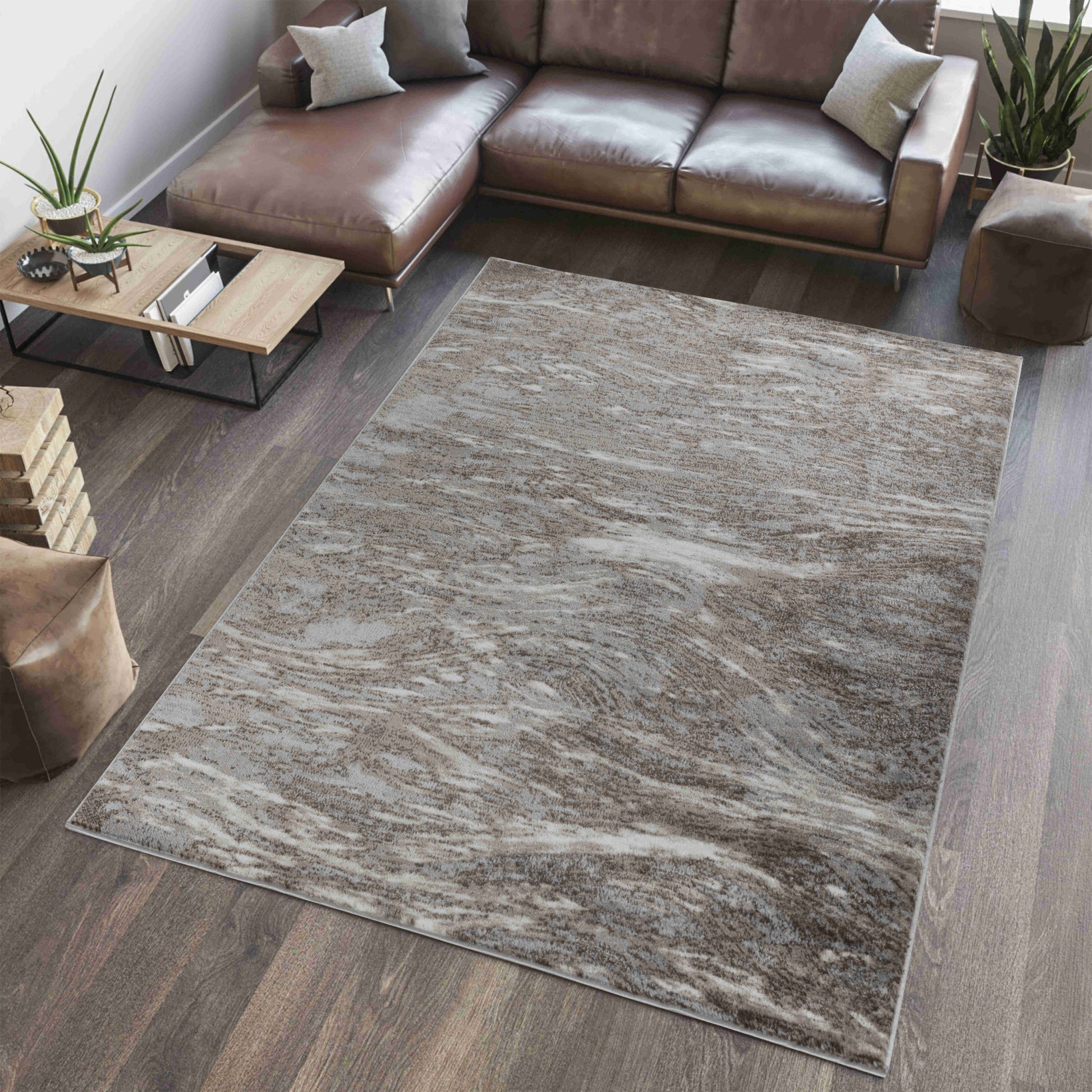 8' X 11' Brown Abstract Area Rug-3