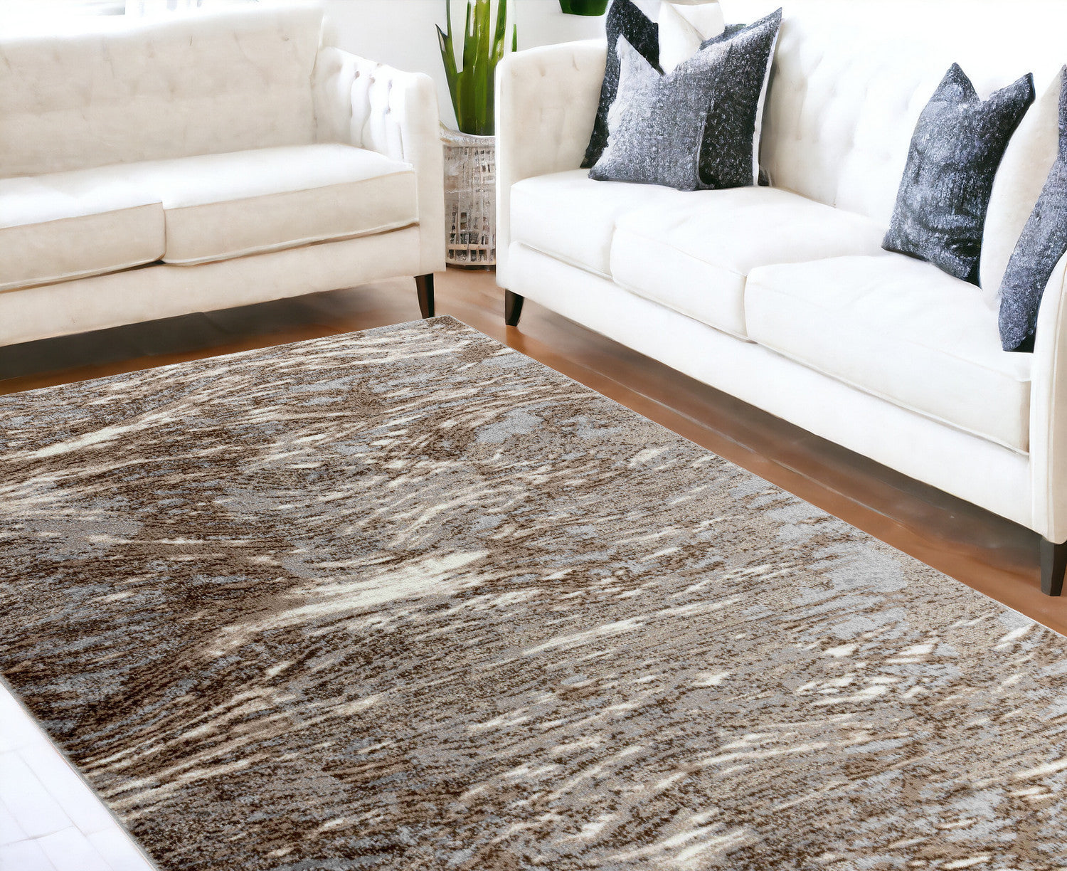 8' X 11' Brown Abstract Area Rug-0