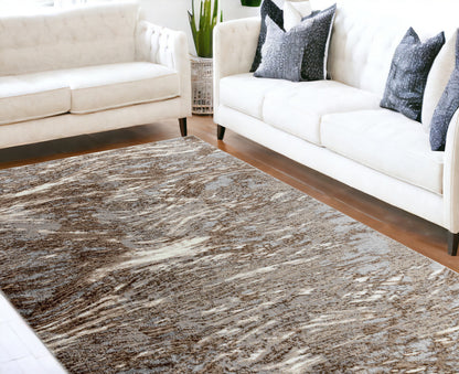 8' X 11' Brown Abstract Area Rug-0
