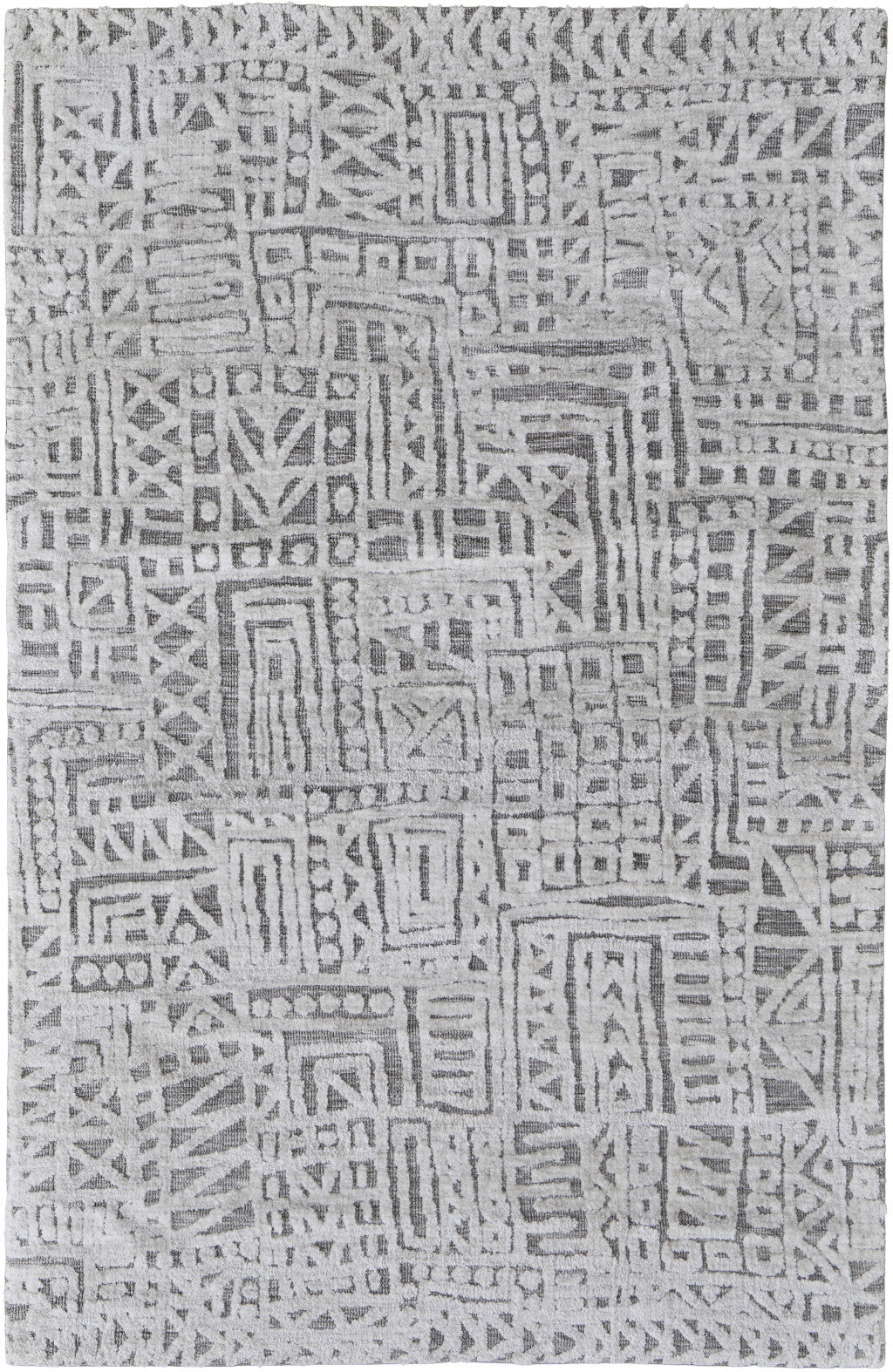 10' X 13' Gray And Silver Geometric Stain Resistant Area Rug-1