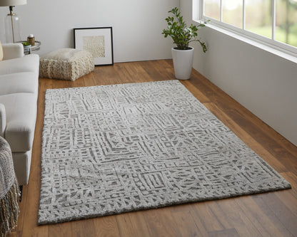10' X 13' Gray And Silver Geometric Stain Resistant Area Rug-4