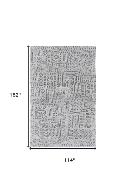 10' X 13' Gray And Silver Geometric Stain Resistant Area Rug-2