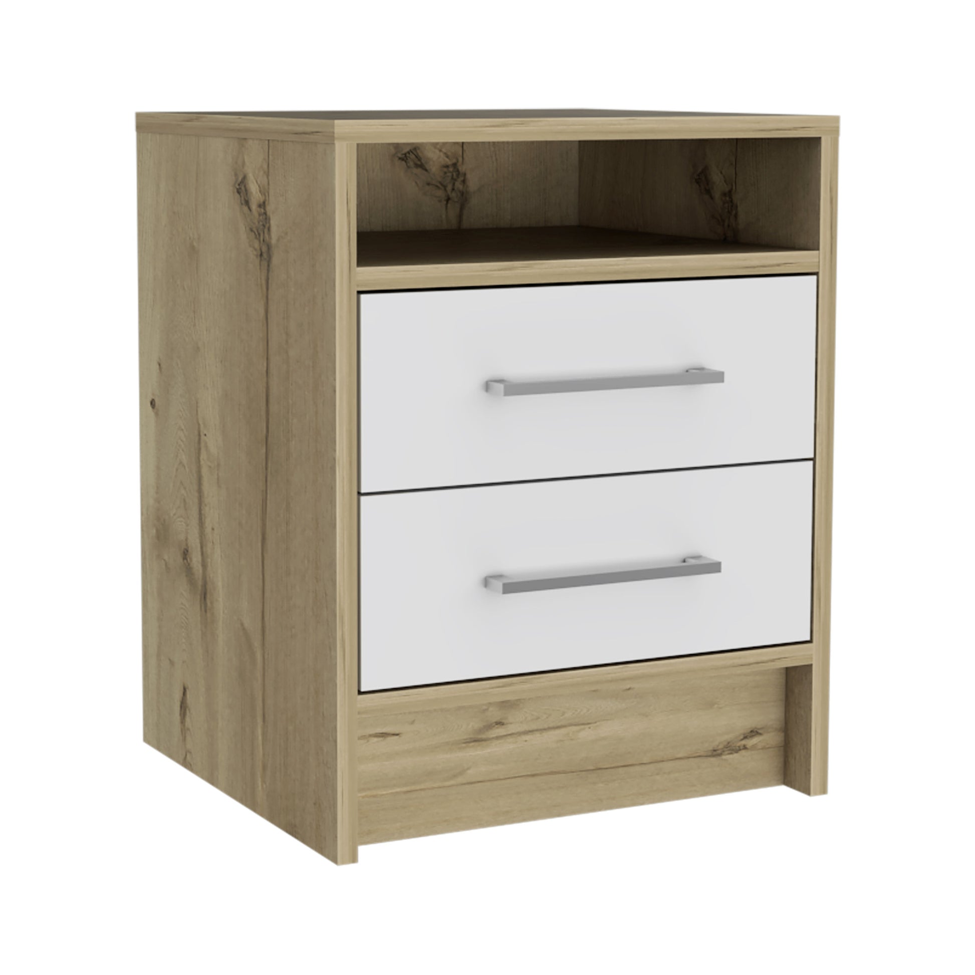 20" White Wood Two Drawer Nightstand-0