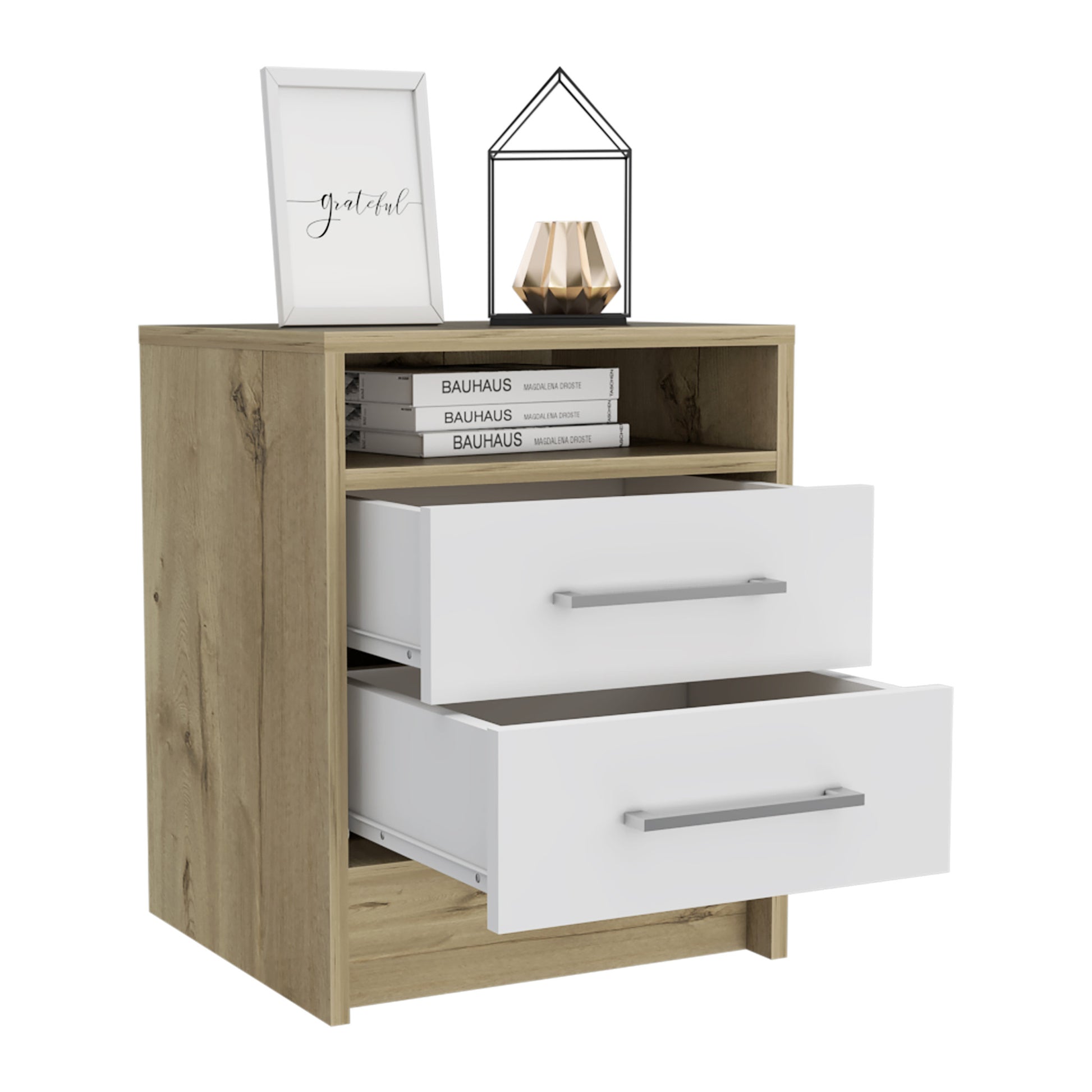 20" White Wood Two Drawer Nightstand-2