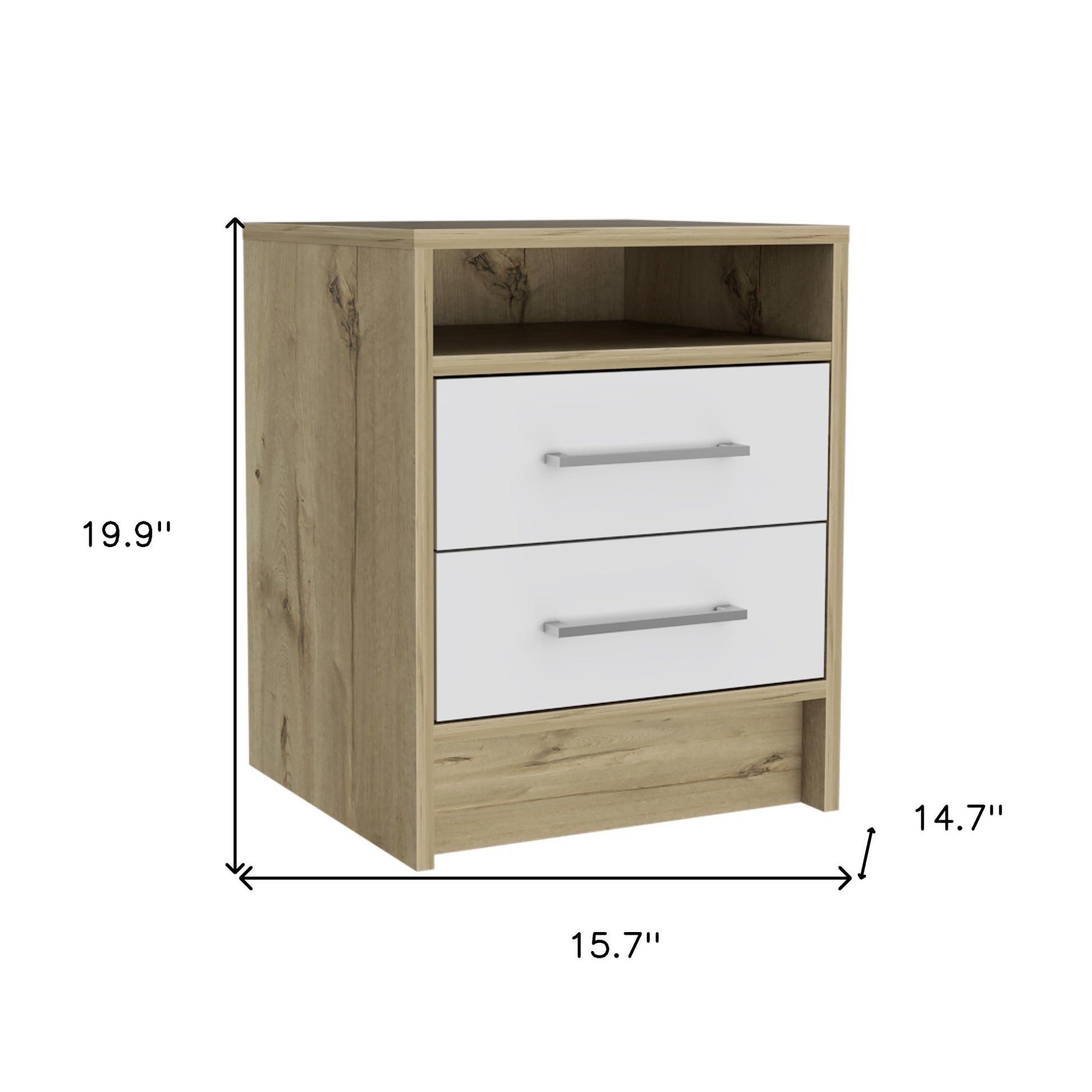 20" White Wood Two Drawer Nightstand-6