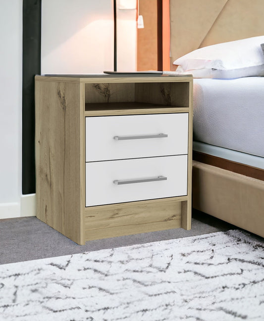 20" White Wood Two Drawer Nightstand-1