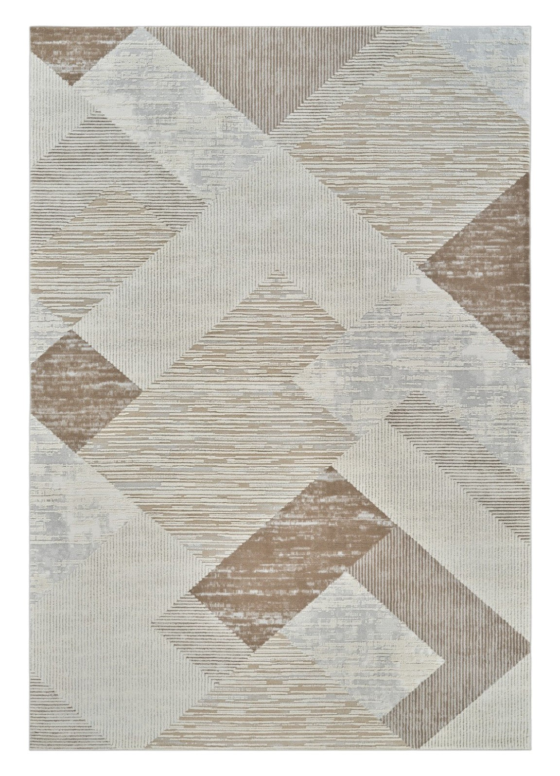 7' X 10' Beige and Brown Abstract Distressed Area Rug-0