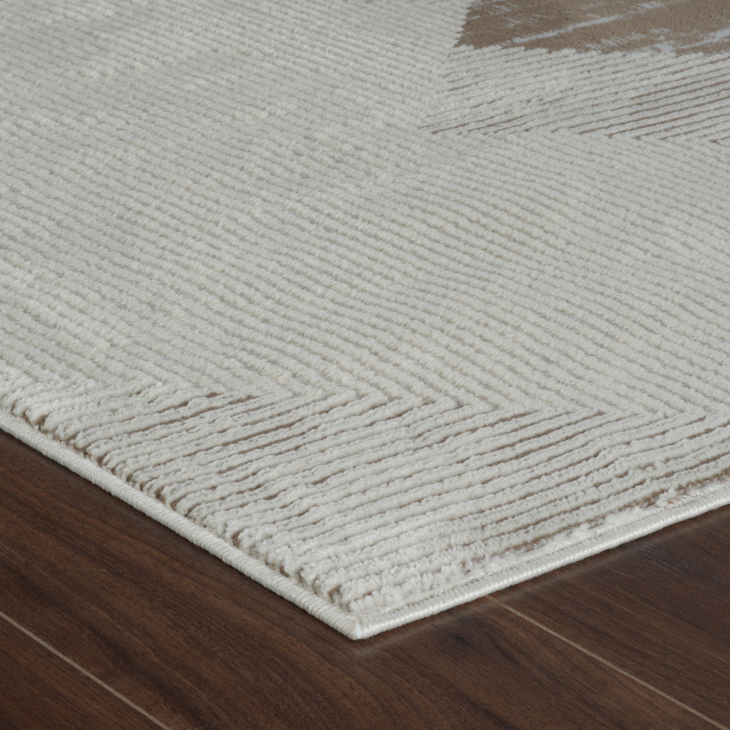 7' X 10' Beige and Brown Abstract Distressed Area Rug-4