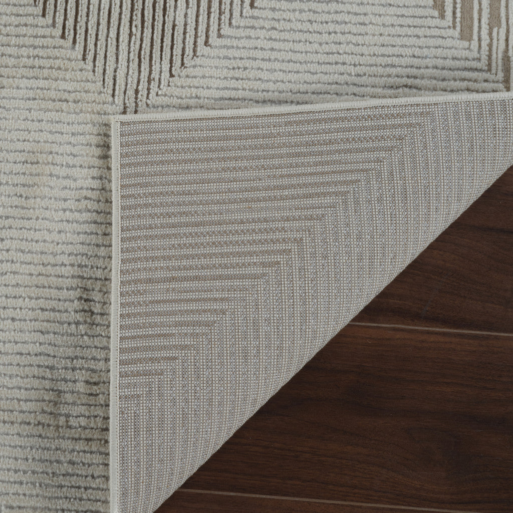 7' X 10' Beige and Brown Abstract Distressed Area Rug-5