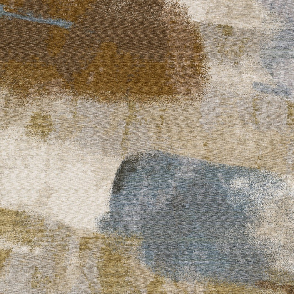 7' X 10' Beige And Rust Abstract Distressed Area Rug With Fringe-7