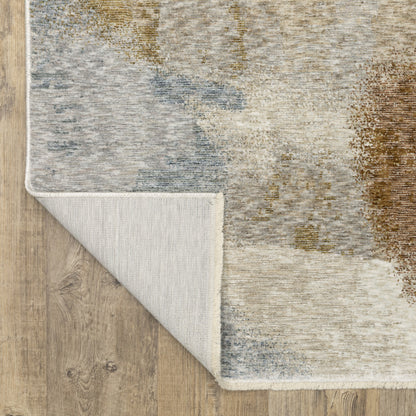 7' X 10' Beige And Rust Abstract Distressed Area Rug With Fringe-8