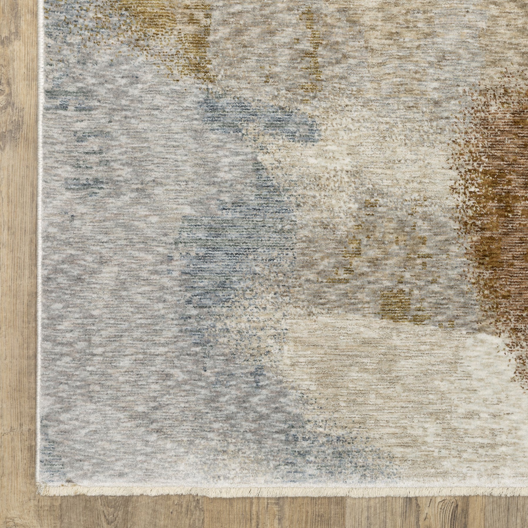 7' X 10' Beige And Rust Abstract Distressed Area Rug With Fringe-5