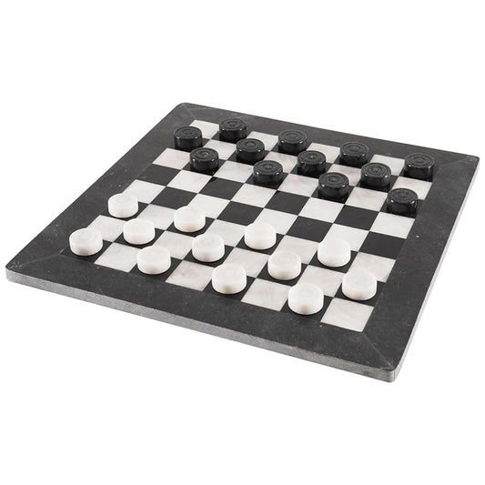 Black and White 15 Inches Marble Tournament Checkers Set-1