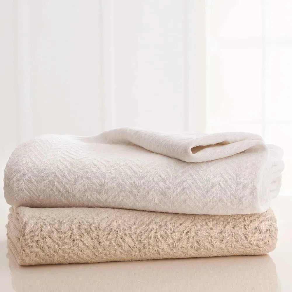 Herringbone & Honeycomb Weave Cotton Thermal Blanket 2 PK-4