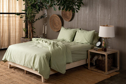 Crinkle Percale Organic Cotton Duvet Cover Set + Shams